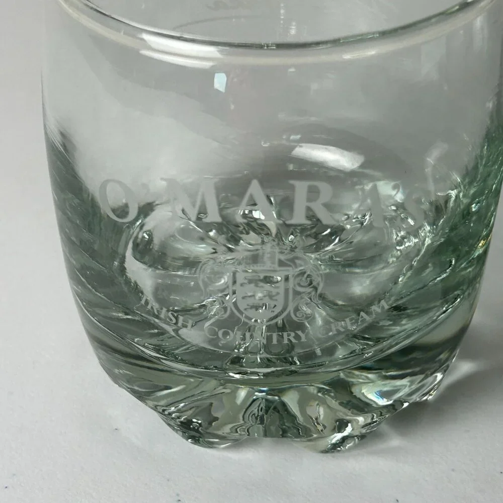 O'Mara's‎ Irish Country Cream Rippled Bottom Rocks Whiskey Glass Set of 2 Bar